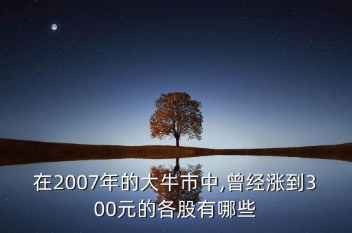 在2007年的大牛市中,曾經漲到300元的各股有哪些