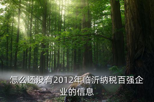 怎么還沒有2012年臨沂納稅百?gòu)?qiáng)企業(yè)的信息