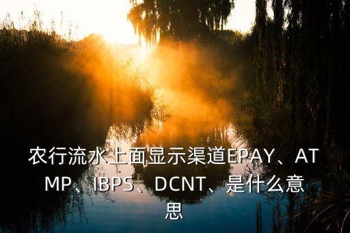 農(nóng)行流水上面顯示渠道EPAY、ATMP、IBPS、DCNT、是什么意思