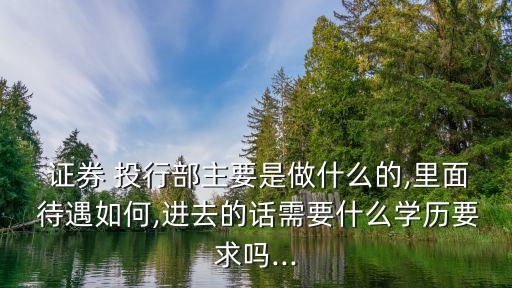  證券 投行部主要是做什么的,里面 待遇如何,進去的話需要什么學(xué)歷要求嗎...