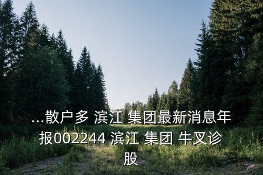 ...散戶多 濱江 集團(tuán)最新消息年報002244 濱江 集團(tuán) 牛叉診股