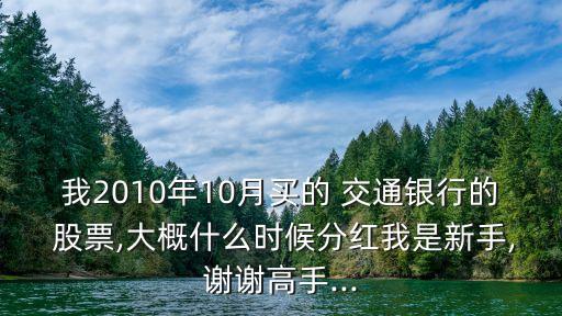 我2010年10月買的 交通銀行的 股票,大概什么時(shí)候分紅我是新手,謝謝高手...