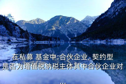 在私募 基金中:合伙企業(yè), 契約型是否為增值稅納稅主體其中合伙企業(yè)對...