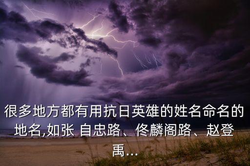 很多地方都有用抗日英雄的姓名命名的地名,如張 自忠路、佟麟閣路、趙登禹...