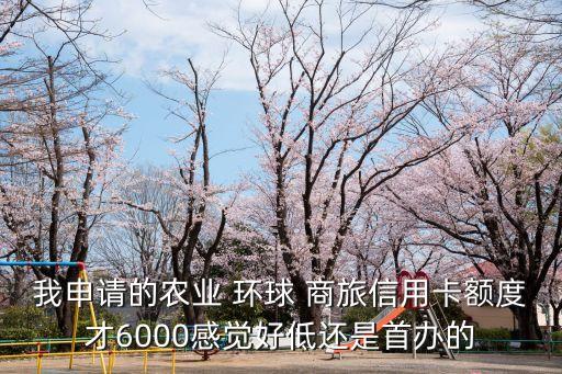 我申請的農(nóng)業(yè) 環(huán)球 商旅信用卡額度才6000感覺好低還是首辦的