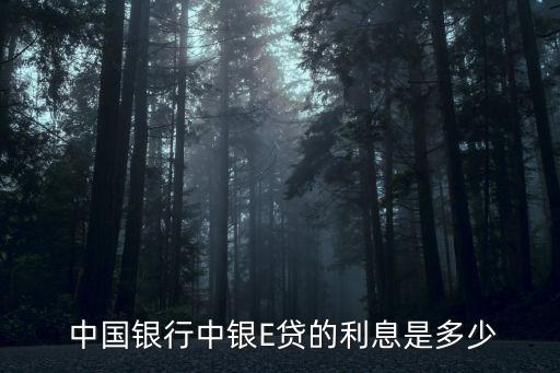  中國銀行中銀E貸的利息是多少