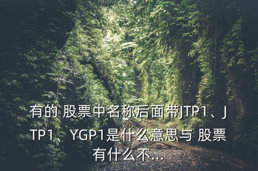 有的 股票中名稱后面帶JTP1、JTP1、YGP1是什么意思與 股票有什么不...