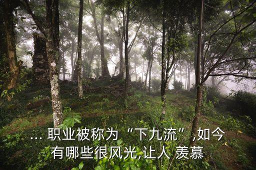 ... 職業(yè)被稱為“下九流”,如今有哪些很風光,讓人 羨慕