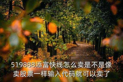 519888添富快線怎么賣(mài)是不是像賣(mài)股票一樣輸入代碼就可以賣(mài)了