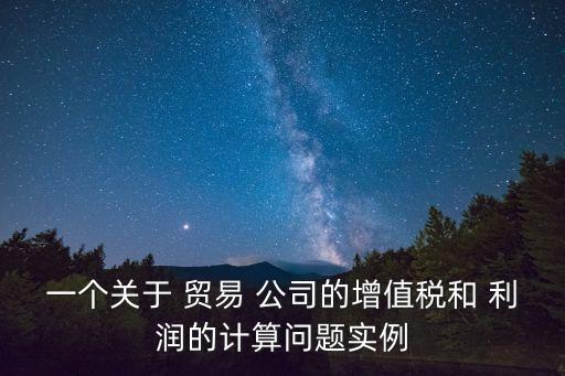 一個關于 貿(mào)易 公司的增值稅和 利潤的計算問題實例