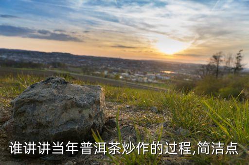 誰講講當(dāng)年普洱茶炒作的過程,簡潔點(diǎn)