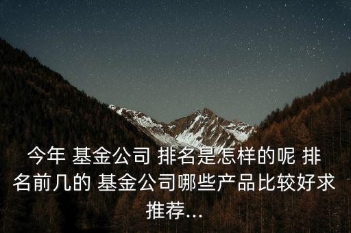 今年 基金公司 排名是怎樣的呢 排名前幾的 基金公司哪些產(chǎn)品比較好求推薦...