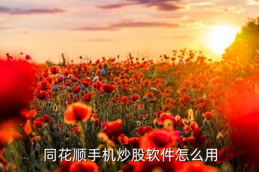  同花順手機炒股軟件怎么用