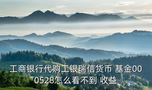 工商銀行代購工銀瑞信貨幣 基金000528怎么看不到 收益