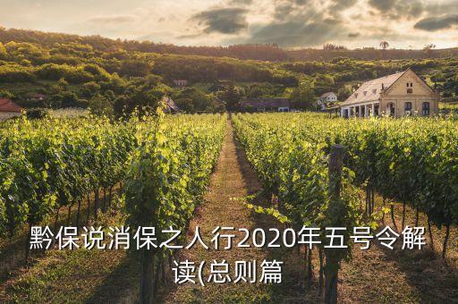 黔保說(shuō)消保之人行2020年五號(hào)令解讀(總則篇