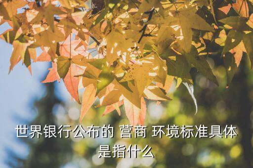 世界銀行公布的 營商 環(huán)境標(biāo)準(zhǔn)具體是指什么