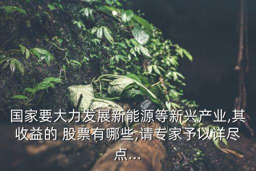 國家要大力發(fā)展新能源等新興產(chǎn)業(yè),其收益的 股票有哪些,請專家予以詳盡點...