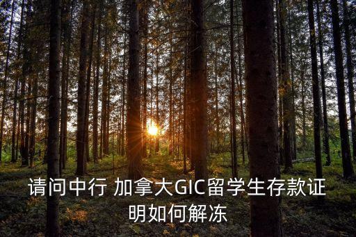 請問中行 加拿大GIC留學生存款證明如何解凍