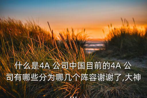 什么是4A 公司中國目前的4A 公司有哪些分為哪幾個陣容謝謝了,大神...