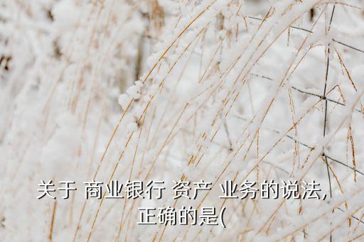 關(guān)于 商業(yè)銀行 資產(chǎn) 業(yè)務(wù)的說(shuō)法,正確的是(