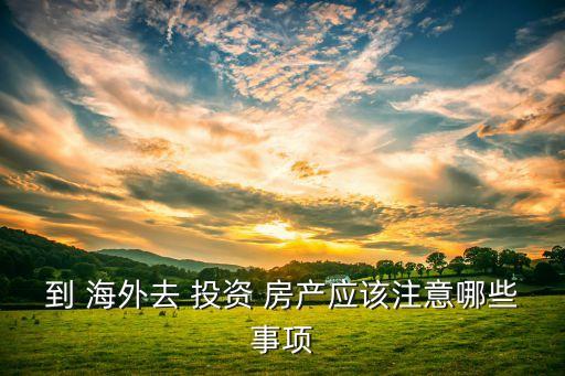 到 海外去 投資 房產(chǎn)應(yīng)該注意哪些事項