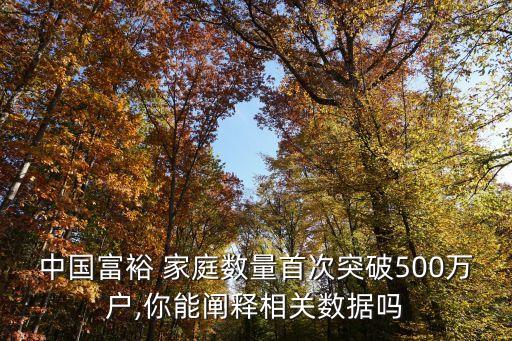 中國富裕 家庭數(shù)量首次突破500萬戶,你能闡釋相關(guān)數(shù)據(jù)嗎