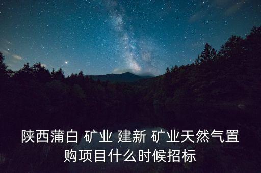 陜西蒲白 礦業(yè) 建新 礦業(yè)天然氣置購(gòu)項(xiàng)目什么時(shí)候招標(biāo)