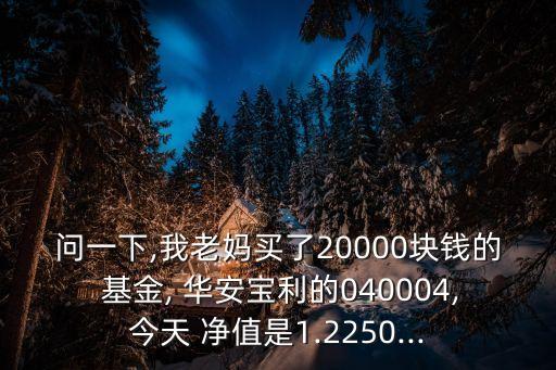 問一下,我老媽買了20000塊錢的 基金, 華安寶利的040004,今天 凈值是1.2250...