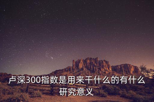 盧深300指數(shù)是用來干什么的有什么研究意義