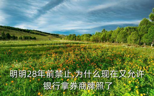 明明28年前禁止,為什么現(xiàn)在又允許 銀行拿券商牌照了