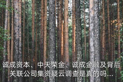 誠成資本、中天榮金、誠成金融及背后關聯(lián)公司集資疑云調查是真的嗎...