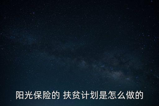 陽光保險(xiǎn)的 扶貧計(jì)劃是怎么做的