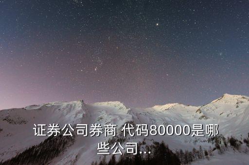  證券公司券商 代碼80000是哪些公司...