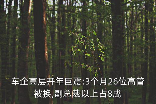 車企高層開年巨震:3個月26位高管被換,副總裁以上占8成