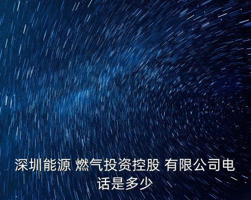 深圳能源 燃氣投資控股 有限公司電話是多少