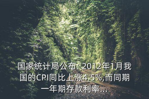 國家統(tǒng)計(jì)局公布: 2012年1月我國的CPI同比上漲4.5%,而同期一年期存款利率...