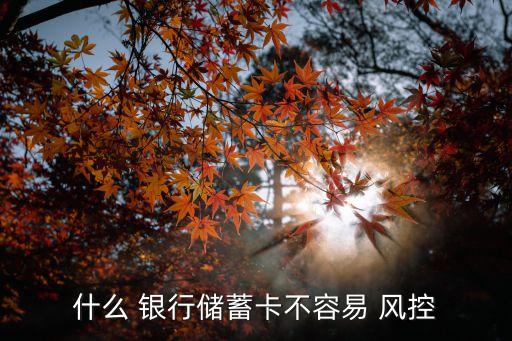 什么 銀行儲(chǔ)蓄卡不容易 風(fēng)控