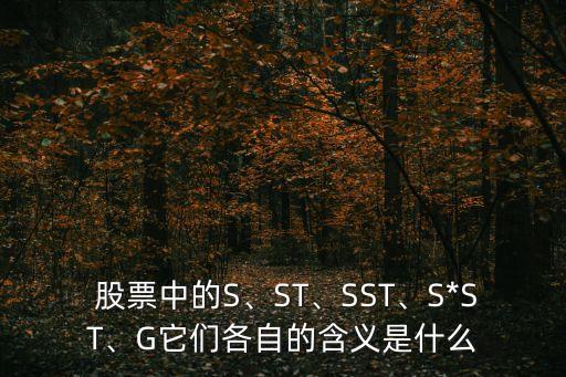  股票中的S、ST、SST、S*ST、G它們各自的含義是什么