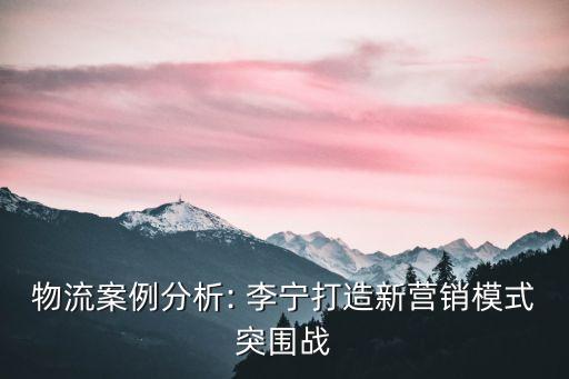 物流案例分析: 李寧打造新營銷模式突圍戰(zhàn)