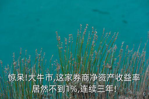 驚呆!大牛市,這家券商凈資產(chǎn)收益率居然不到1%,連續(xù)三年!