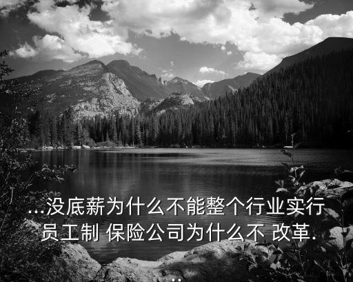 ...沒底薪為什么不能整個(gè)行業(yè)實(shí)行 員工制 保險(xiǎn)公司為什么不 改革...