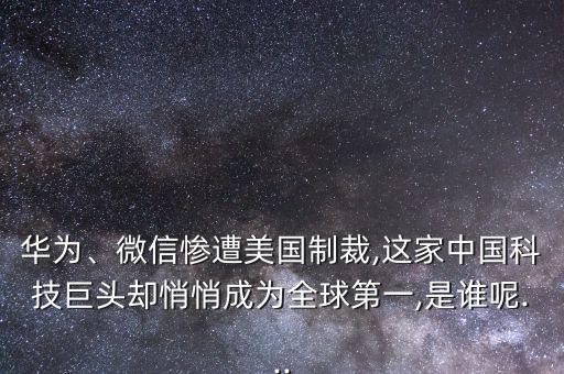 華為、微信慘遭美國(guó)制裁,這家中國(guó)科技巨頭卻悄悄成為全球第一,是誰(shuí)呢...