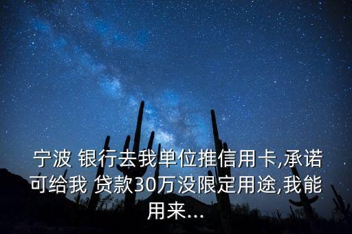  寧波 銀行去我單位推信用卡,承諾可給我 貸款30萬沒限定用途,我能用來...