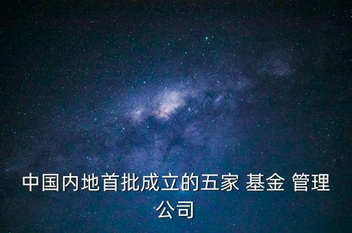 中國內(nèi)地首批成立的五家 基金 管理公司