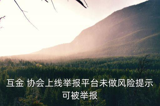 互金 協(xié)會上線舉報平臺未做風險提示可被舉報