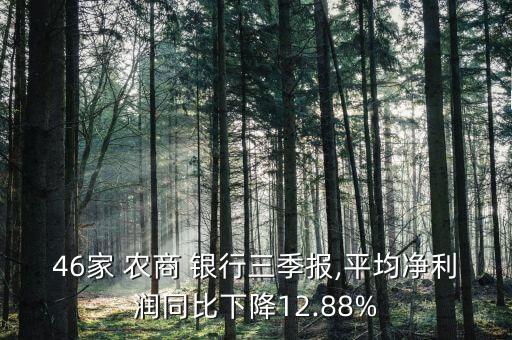 46家 農(nóng)商 銀行三季報(bào),平均凈利潤同比下降12.88%