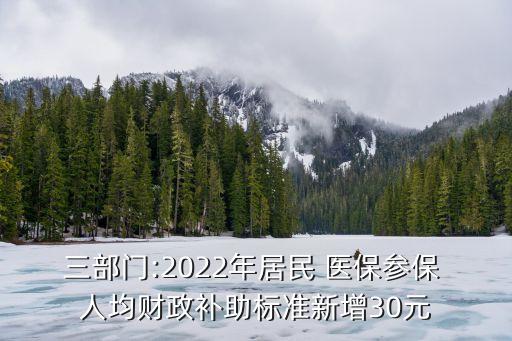 三部門:2022年居民 醫(yī)保參保 人均財政補助標準新增30元