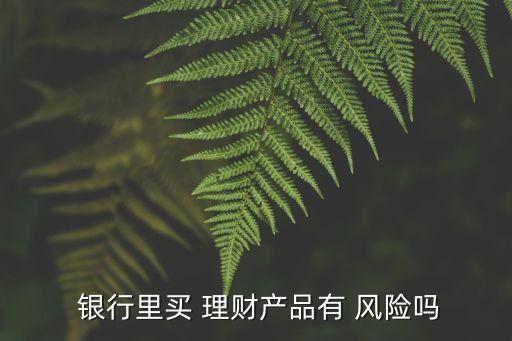  銀行里買(mǎi) 理財(cái)產(chǎn)品有 風(fēng)險(xiǎn)嗎