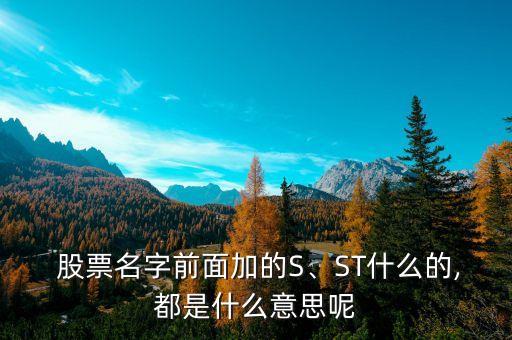  股票名字前面加的S、ST什么的,都是什么意思呢