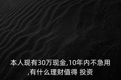 本人現(xiàn)有30萬現(xiàn)金,10年內(nèi)不急用,有什么理財值得 投資